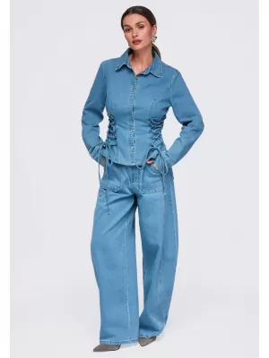 Dámska košeľa OMBRE OW-SH-E0070 BLUE