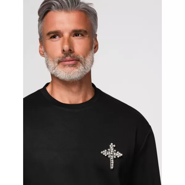  Pánska mikina OMBRE OM-SSNZ-0271 BLACK 