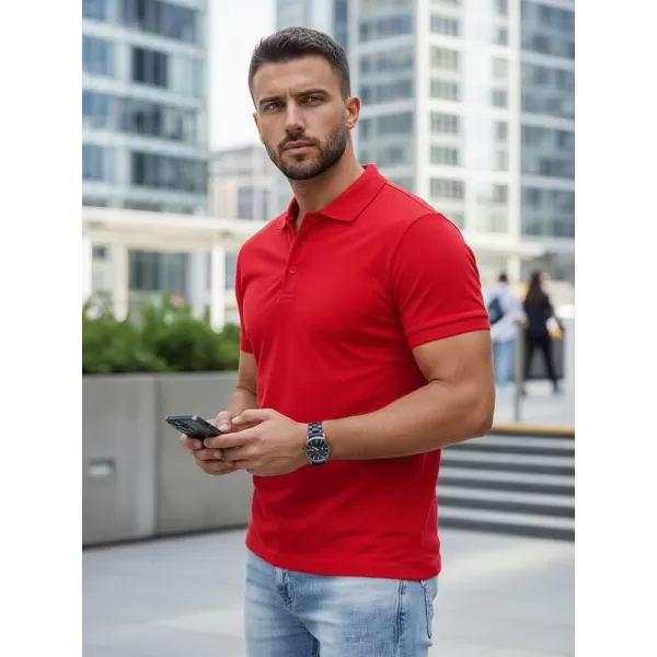  Pánske tričko s golierom DSTREET PX0515 ČERVENÁ 