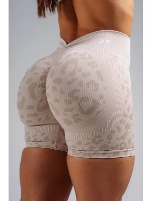 Kompresné push-up šortky s leopardím vzorom NEBBIA PRIMAL 856 CREAM LEOPARD