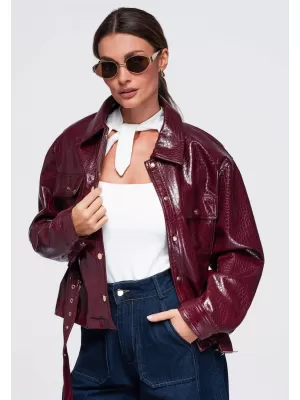 Dámska bunda OMBRE OW-JAFL-0141 BURGUNDY