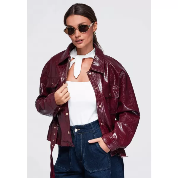 Dámska bunda OMBRE OW-JAFL-0141 BURGUNDY 