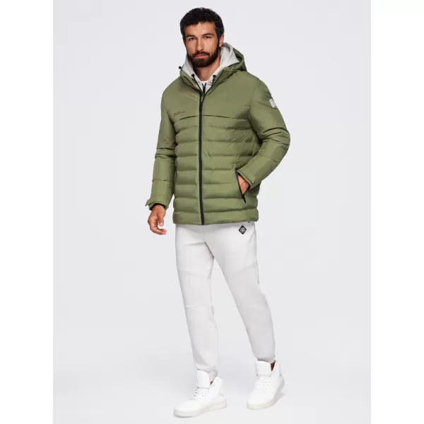  Pánska zimná prešívaná bunda OMBRE OM-JAHP-0305 OLIVE 