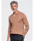 Pánske tričko s golierom OMBRE OM-POLS-0138 LIGHT BROWN