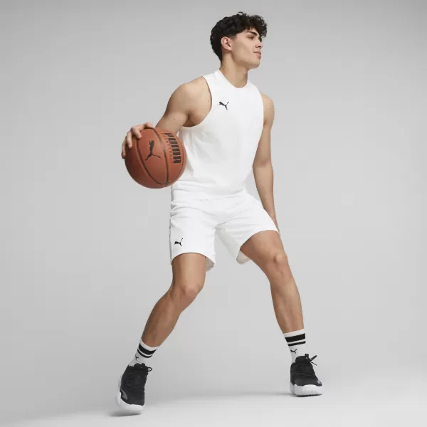  Pánske kraťasy PUMA HOOPS TEAM PRACTICE SHORT 676641-02 PUMA WHITE 