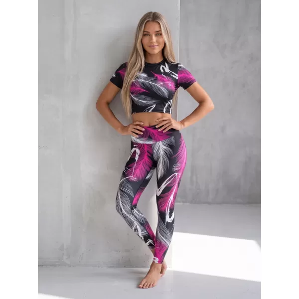  Dámske dlhé legíny premium (nové veľkosti) ALTISPORT VOJ/ALW001LEG05 ČIERNA/RUŽOVÁ 