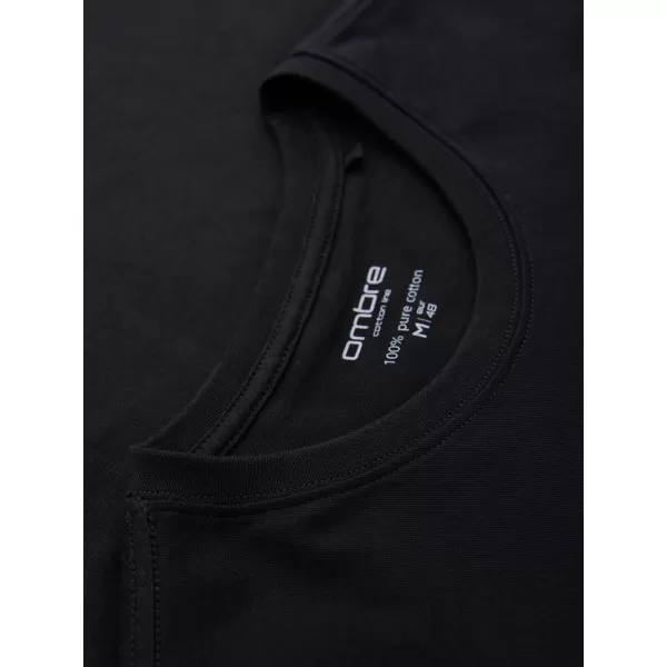  Pánske tričko OMBRE OM-LSBL-0142 BLACK 
