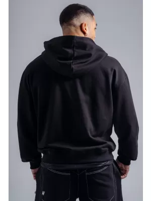 Mikina na zips s vyšívaným logom NEBBIA PRIMAL 884 BLACK