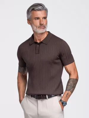 Pánske polo tričko OMBRE OM-POSS-0180 LIGHT BROWN