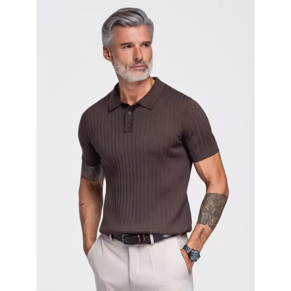  Pánske polo tričko OMBRE OM-POSS-0180 LIGHT BROWN 