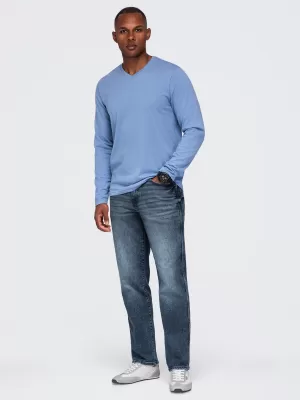 Pánske tričko OMBRE OM-LSBL-0143 LIGHT DENIM