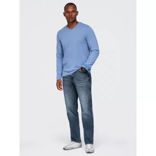  Pánske tričko OMBRE OM-LSBL-0143 LIGHT DENIM 