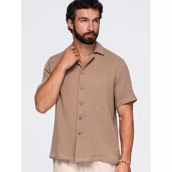  Pánska košeľa OMBRE OM-SHSS-0223 LIGHT BROWN 