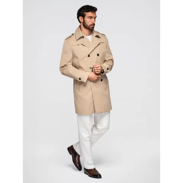  Pánsky kabát OMBRE OM-COLC-0146 BEIGE 