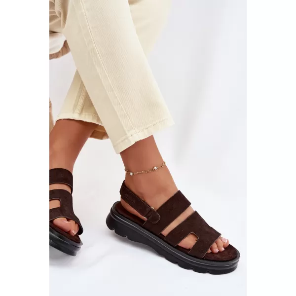  Dámske sandále BIG STAR SHOES TT274483 BROWN/BEIGE 