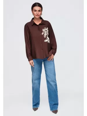 Dámska košeľa OMBRE OW-SH-E0073 BROWN