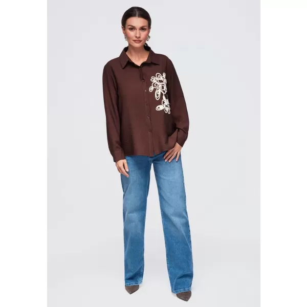  Dámska košeľa OMBRE OW-SH-E0073 BROWN 