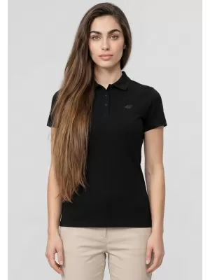 Dámske tričko s golierom 4F WMM00TPTSF0768 DEEP BLACK