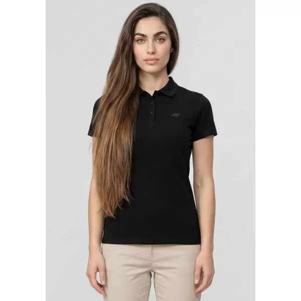  Dámske tričko s golierom 4F WMM00TPTSF0768 DEEP BLACK 