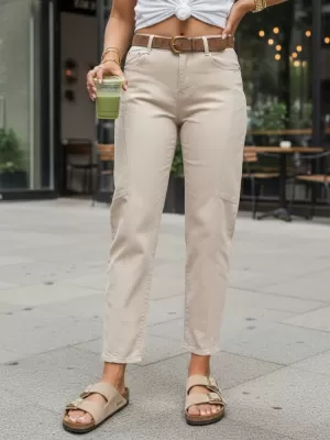 Dámske nohavice DSTREET UY3055 BÉŽOVÁ