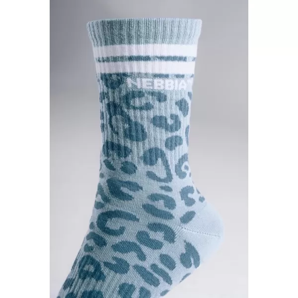  Crew ponožky s leopardím vzorom NEBBIA PRIMAL 106 BLUE LEOPARD 