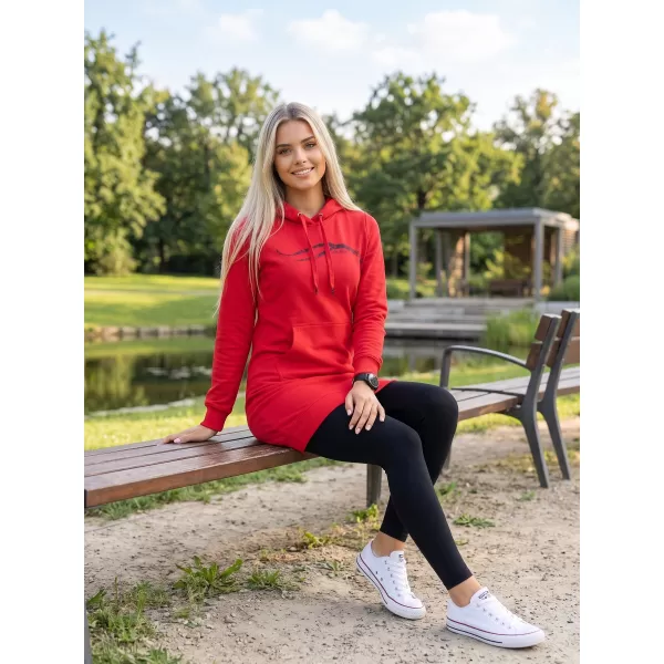  Dámska predĺžená mikina ALTISPORT ALW001419 ČERVENÁ 
