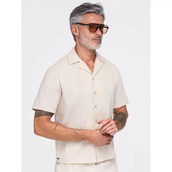  Pánska košeľa OMBRE OM-SHSS-0221 CREAM 