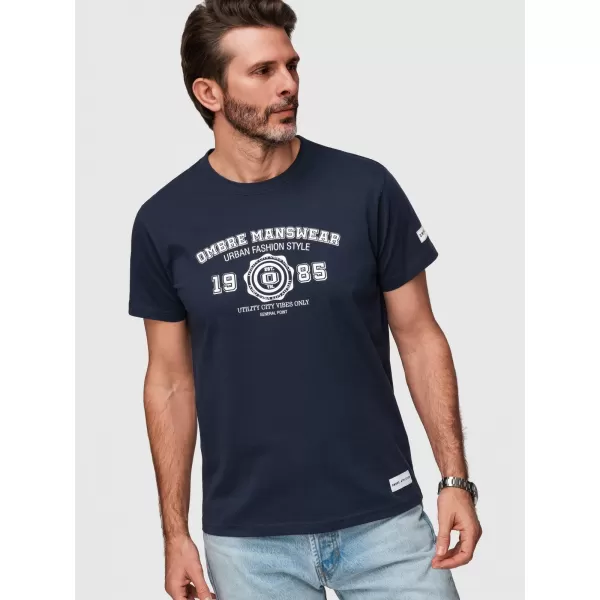  Pánske tričko OMBRE OM-TSPT-0269 NAVY BLUE 