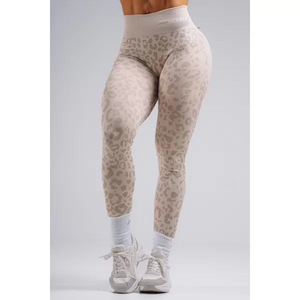  Kompresné push-up legíny s leopardím vzorom NEBBIA PRIMAL 849 CREAM LEOPARD 