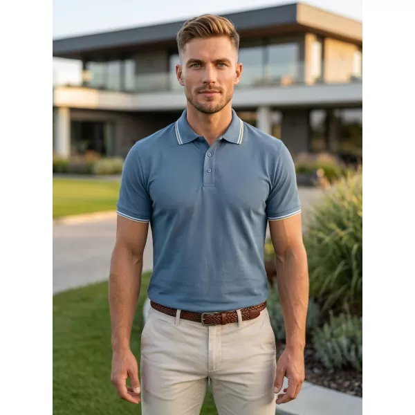  Pánske tričko s golierom MALFINI FOCUS 232 DENIM 
