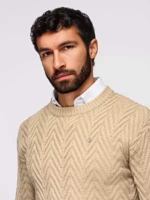 Pánsky sveter OMBRE OM-SWSW-0190 SAND