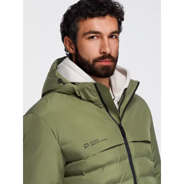  Pánska zimná prešívaná bunda OMBRE OM-JAHP-0305 OLIVE 