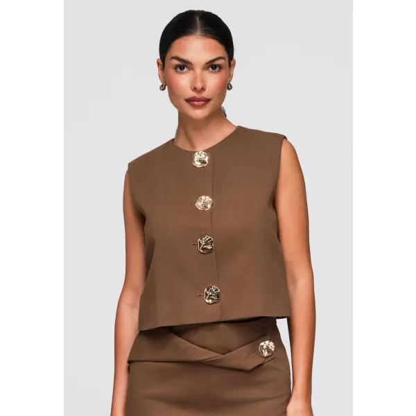  Dámsky kabát OMBRE OW-VE-E0006 BROWN 