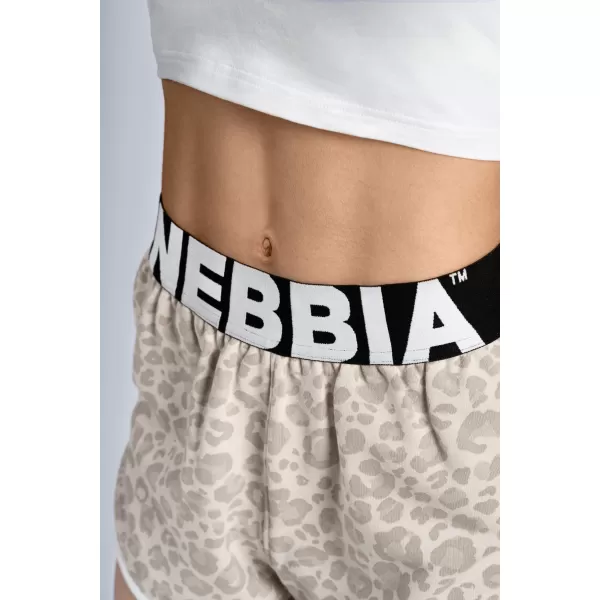  Tréningové šortky s leopardím vzorom NEBBIA PRIMAL 855 CREAM LEOPARD 