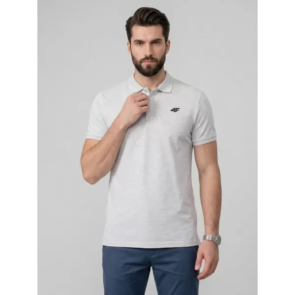  Pánske tričko s golierom 4F WMM00TPTSM0771 COLD LIGHT GREY MELANGE 