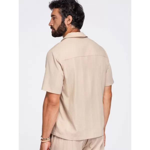  Pánska košeľa OMBRE OM-SHSS-0221 LIGHT BROWN 