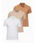 Pánske tričko s golierom OMBRE OM-POBS-0171 WHITE/WHITE/LIGHT BROWN