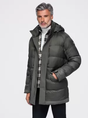 Pánska zimná bunda OMBRE OM-JALJ-0263 DARK OLIVE