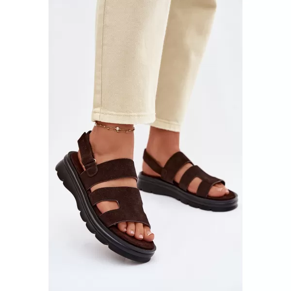  Dámske sandále BIG STAR SHOES TT274483 BROWN/BEIGE 