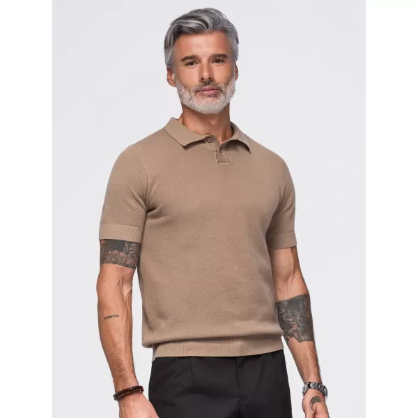  Pánske polo tričko OMBRE OM-POSS-0178 LIGHT BROWN 