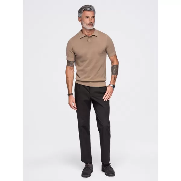  Pánske polo tričko OMBRE OM-POSS-0178 LIGHT BROWN 