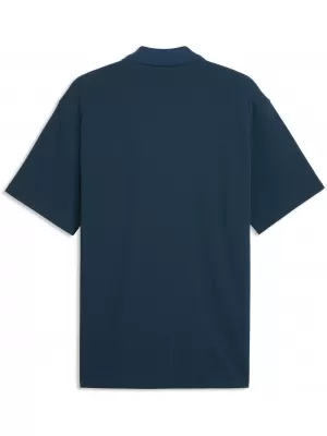 Pánske tričko s golierom PUMA WARDROBE ESS PIQUE RELAXED POLO 62965736 MIDNIGHT PETROL