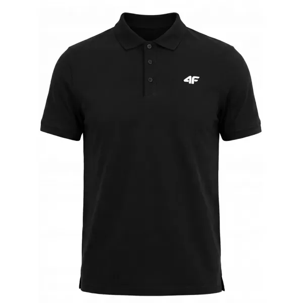  Pánske tričko s golierom 4F WMM00TPTSM0770 DEEP BLACK 