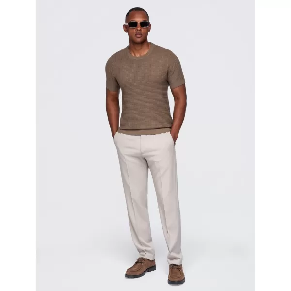  Pánske tričko OMBRE OM-TSCT-0303 LIGHT BROWN 
