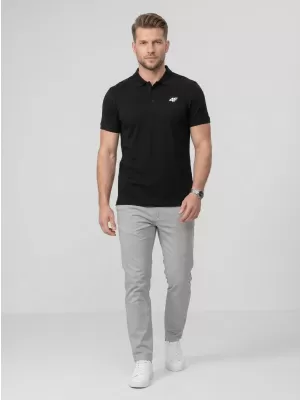Pánske tričko s golierom 4F WMM00TPTSM0770 DEEP BLACK