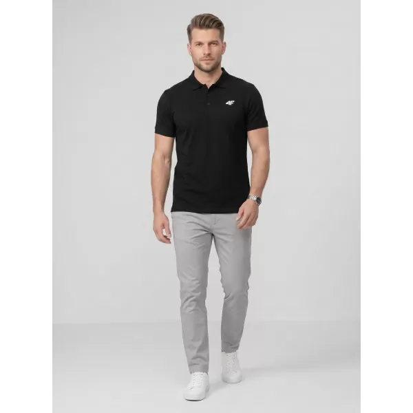  Pánske tričko s golierom 4F WMM00TPTSM0770 DEEP BLACK 