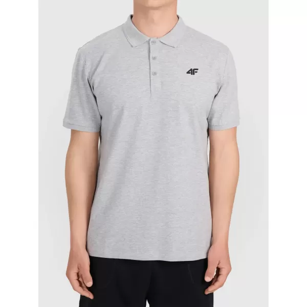  Pánske tričko s golierom 4F WMM00TPTSM0770 DARK GREY MELANGE 