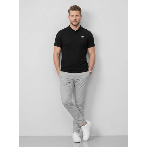  Pánske tričko s golierom 4F WMM00TPTSM0770 DEEP BLACK 