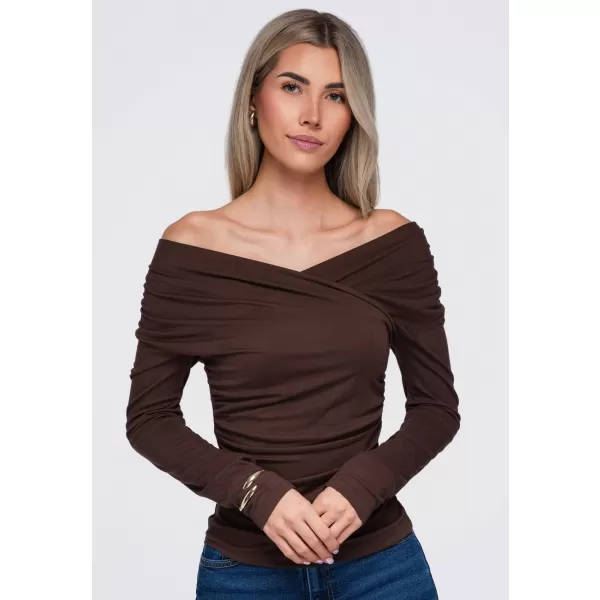  Dámska blúzka OMBRE OW-TS-E0088 BROWN 