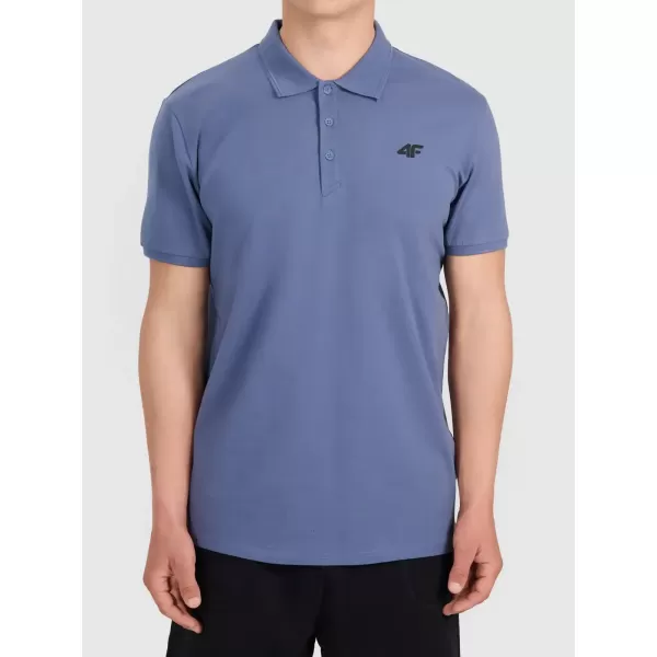  Pánske tričko s golierom 4F WMM00TPTSM0770 DENIM 